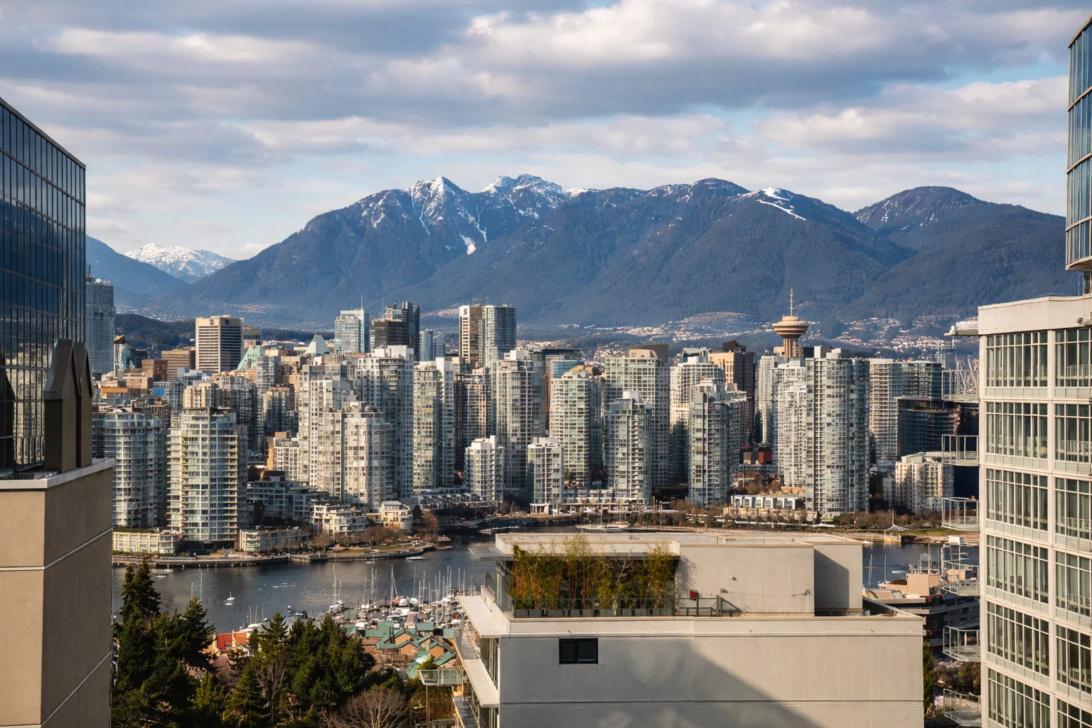Vancouver skyline with mountains and waterfront